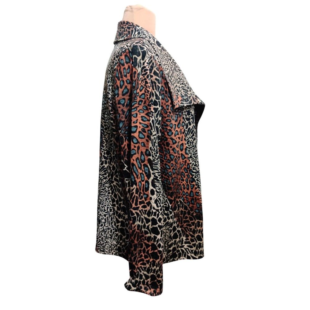 Vintage Simonton Says XL Y2K Glossy Textured Animal Print Statement Jacket Glam - Picture 4 of 12